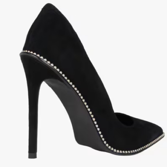 New* Steve Madden Stellar black Suede studded Pumps - Picture 5 of 6